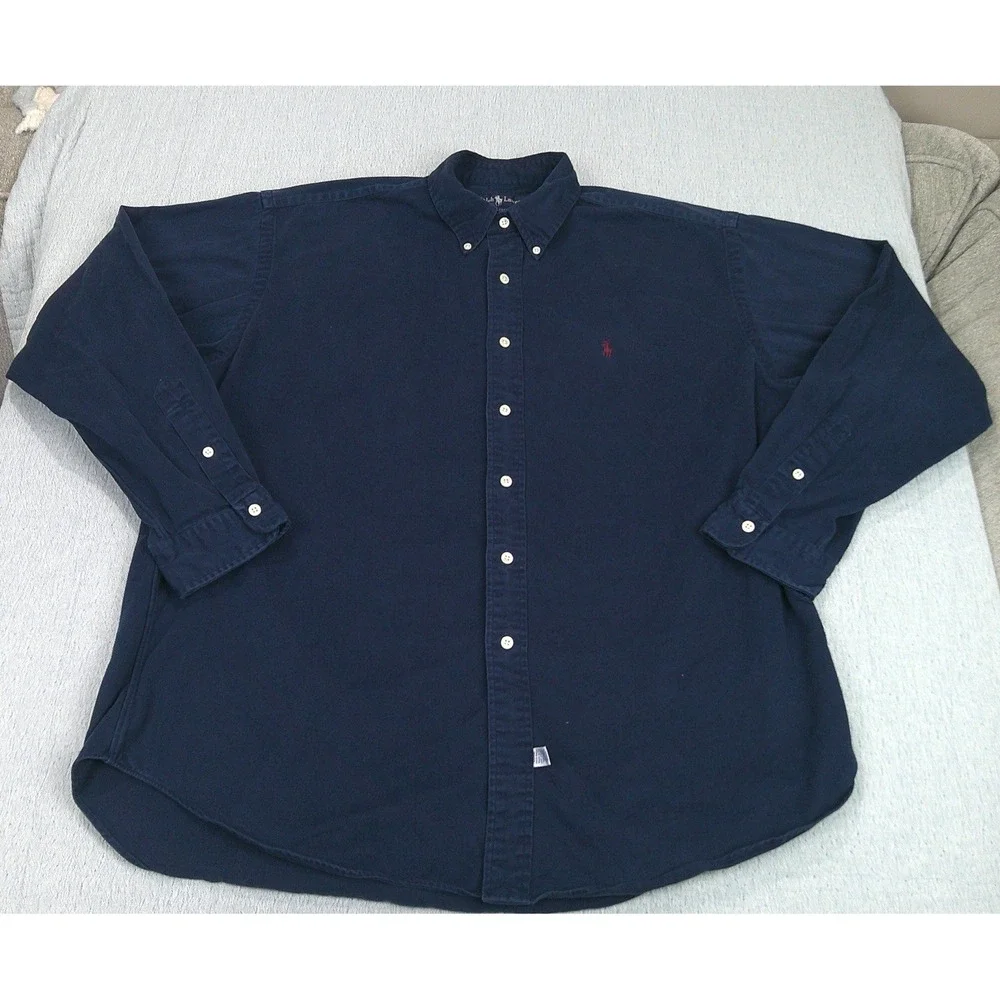 Ralph Lauren Polo Shirt Mens Size XL Blue 100% Cotton Button Down - Picture 1 of 6